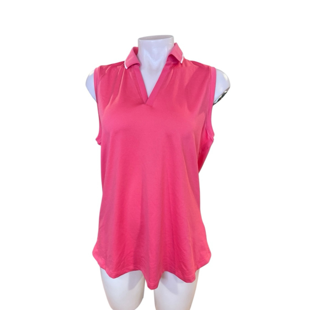 Women's Walter Hagen Sleeveless Polo Tank Top XXL Pink White